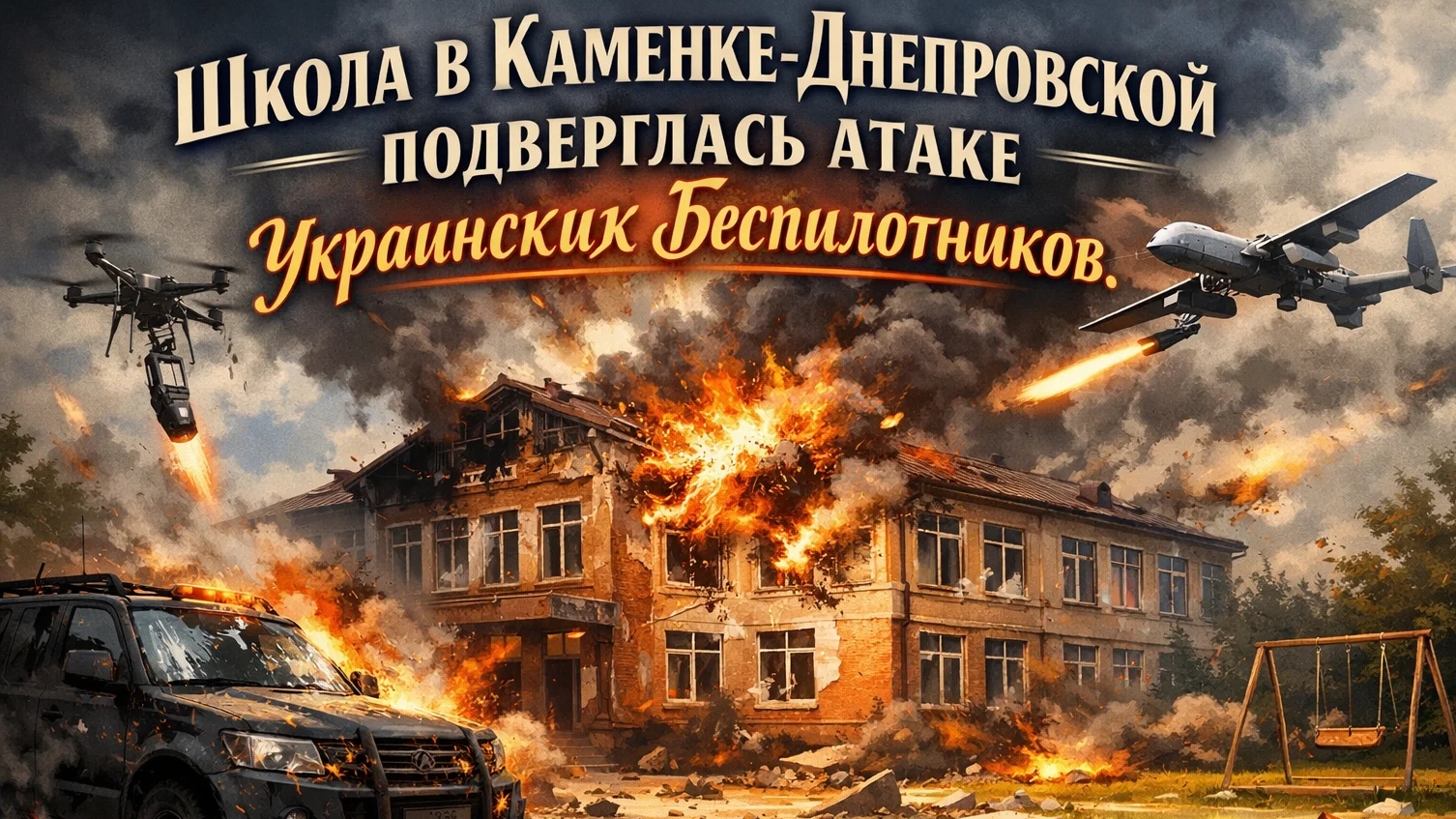 Нарушение всех норм: Украинские дроны атаковали гражданскую школу в Запорожье. смотреть онлайн