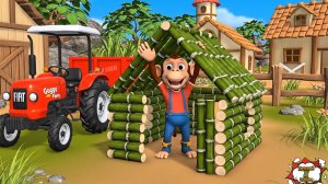Обезьянка и кран 🐒🚜 спасение на ферме | 3D мультфильм для детей