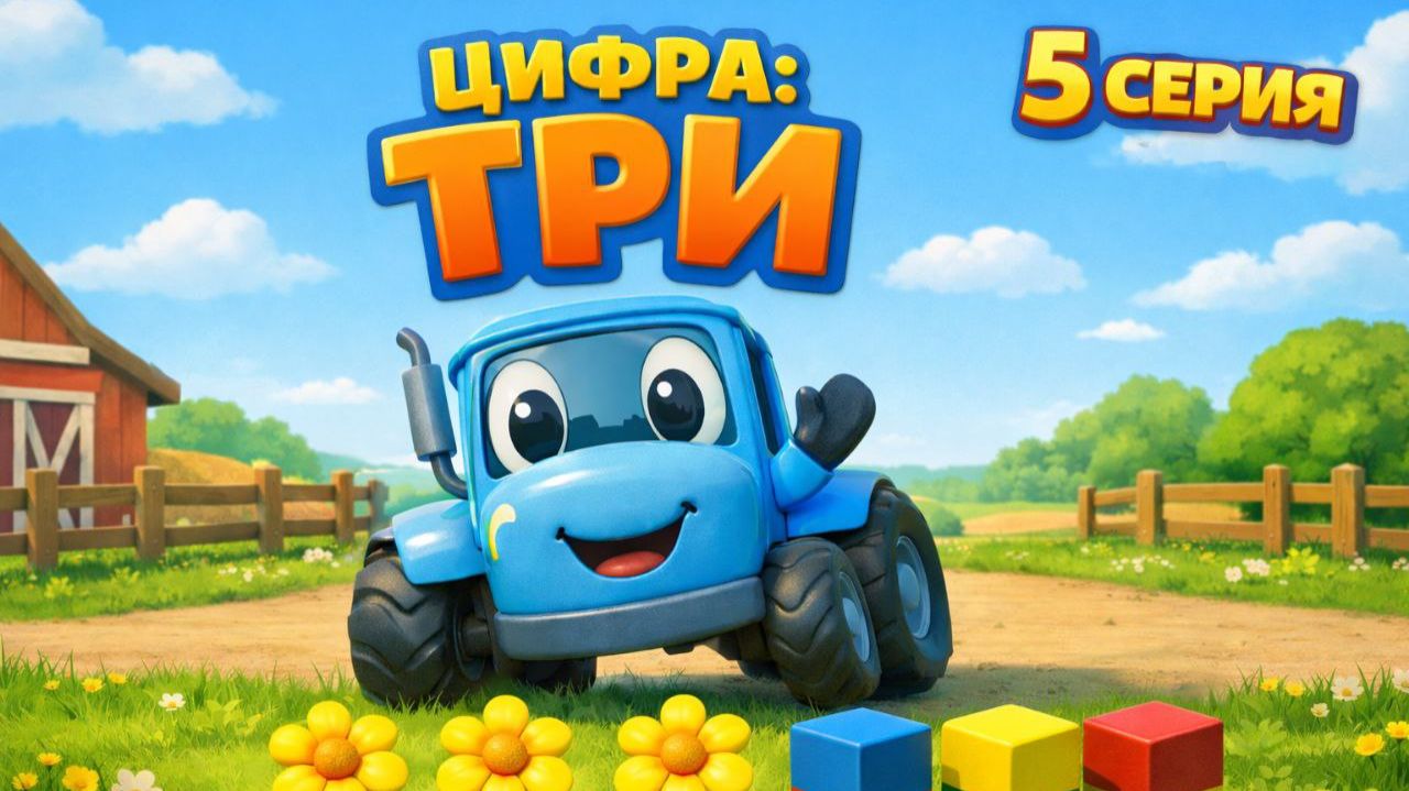 Синий трактор учит цифры. Учим цифру 3 (три) смотреть онлайн