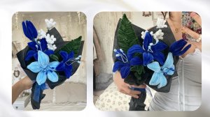 БУКЕТ ФАНТАЗИЯ ИЗ СИНЕЛЬНОЙ ПРОВОЛОКИ