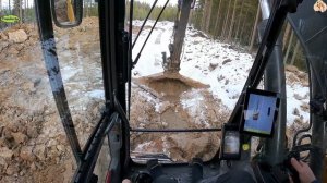 Строительство, дренажные работы на лесной дороге, продолжение