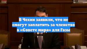 В Чехии заявили, что не смогут заплатить за членство в «Совете мира» для Газы