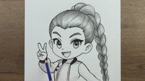 Как легко нарисовать Руми карандашом - охотники на демонов из K-pop, пошаговый урок рисования кавайи