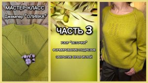 МАСТЕР-КЛАСС. Джемпер «ОЛИВКА». Часть 3.
Узор «Веточки». Отделение рукавов.