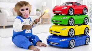 Мультики для детей, обезьянка играет   в машинки мультики, видео про обезьянку/мультики