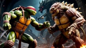 Черепашка - нидзя  разговаривает с монстром