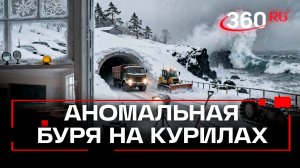 Машины ушли под снег на Курильских островах из-за мощной бури. Кадры непогоды