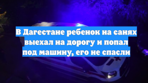 В Дагестане ребенок на санях выехал на дорогу и попал под машину, его не спасли