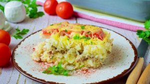 Запеканка из риса с мясным фаршем