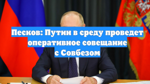 Песков: Путин в среду проведет оперативное совещание с Совбезом