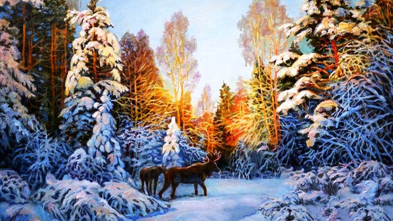 Зимние пейзажи художника Эдуарда Панова смотреть онлайн