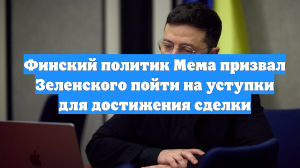 Финский политик Мема призвал Зеленского пойти на уступки для достижения сделки
