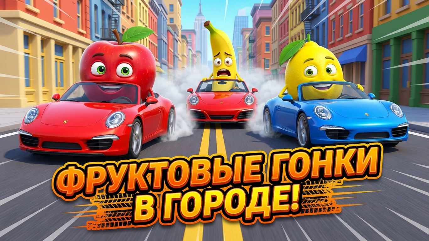 ФРУКТОВЫЕ ГОНКИ В ГОРОДЕ 🍋🍌🍎 МУЛЬТИКИ ДЕТЯМ 🚔 ФРУКТОВАЯ ПОГОНЯ В ГОРОДЕ смотреть онлайн