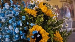 Наши цветы в Рождественский Сочельник в Кафоликон Храма Гроба Господня - на чин Освящения воды