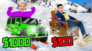 ВЛАД А4 - СТРОИМ САНКИ ЗА 100 И 1000 ДОЛЛАРОВ !