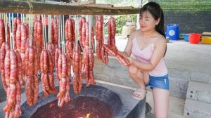 Приготовление традиционной колбасы своими руками. Поход на рынок за свининой и специями. Нхат