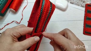 МК-соединение деталий сумки по кругу.1 способ .Сумка вышита на канве ленточным шнуром .#рукоделие