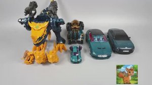 Коллекция из пяти деформированных механических игрушек-машинок одного цвета!