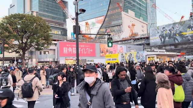 Вечерняя Сибуя зимний Токио и живая прогулка по улицам 🌆 смотреть онлайн