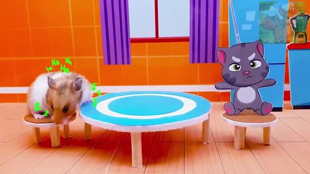 Маленький хомячок и Говорящий Том ссорятся из-за чего-то — маленький хомячок такой хитрый! смотреть онлайн