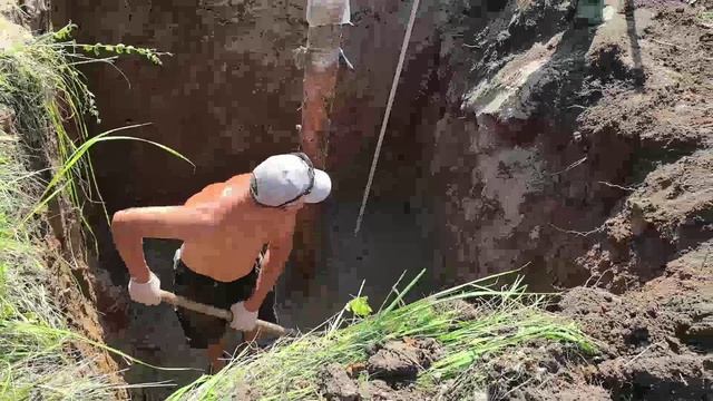 Установка кессона для скважины подробно земельные работы.