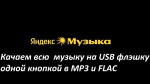 Как скачать всю Яндекс музыку на USB флэшку одной кнопкой в MP3 и FLAC