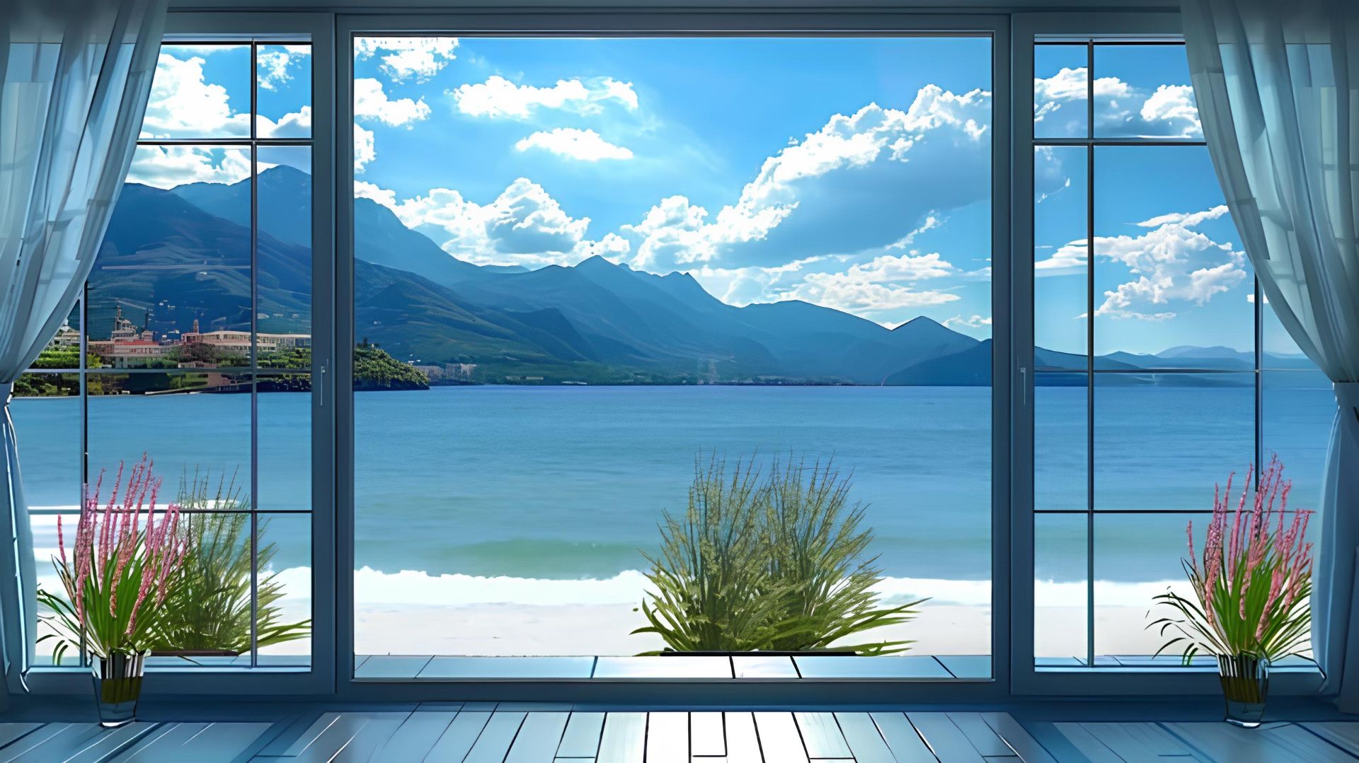 🌴Райский вид из окна — успокаивающие океанские волны и щебетание тропических птиц. смотреть онлайн