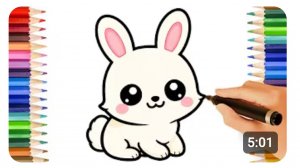 КАК НАРИСОВАТЬ ПРОСТОГО КАВАЙНОГО БЕЛОГО ЗАЯЦА 💝