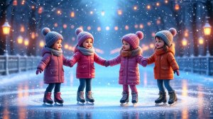 Мультик Коньки-  катаемся на льду, веселая детская песенка для детей и малышей