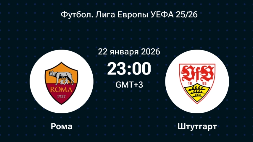 Рома - Штутгарт Лига Европы 22.01.26 симуляция прямая трансляция матча обзор матча футбол смотреть онлайн