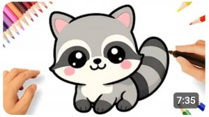 КАК НАРИСОВАТЬ ПРОСТОГО И МИЛОГО СЕРОГО ЕНОТА ШАГ ЗА ШАГОМ 🦝❤️