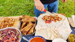 Шаурма с говяжьим мозгом на гриле