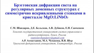 С.М. Шандаров "Брэгговская дифракция света на регулярных доменных структурах"