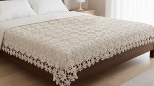 Очень нежный ажурный мотив крючком для пледа