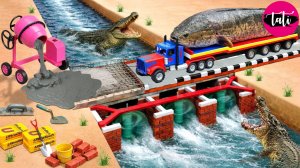 Мультфильм про трактор, который строит прочный кирпичный мост с 3 современными водяными воротами