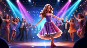 Cartoon and fairy-tale characters dancing a disco.