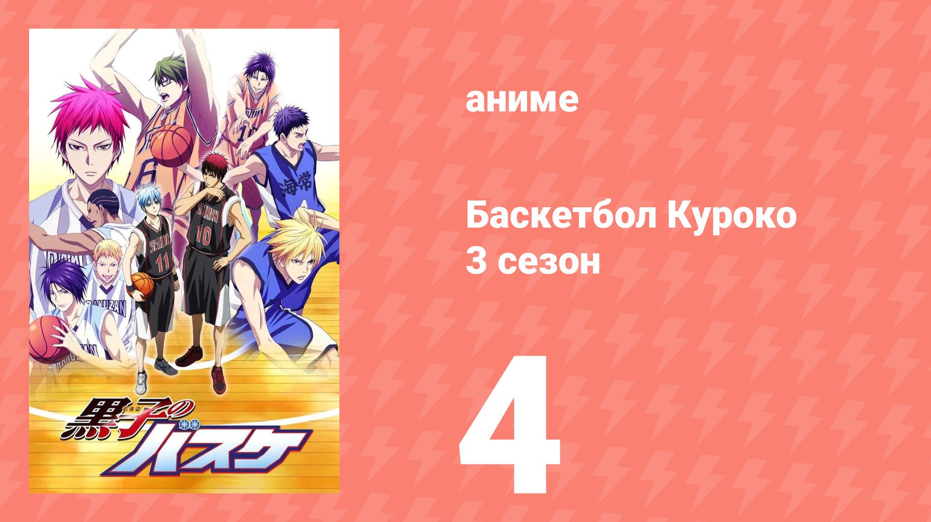 Баскетбол Куроко 3 сезон 4 серия (аниме-сериал, 2015) смотреть онлайн
