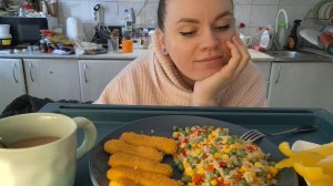 Мукбанг рис по гавайски, перчик, рыбные палочки #Мукбанг #фудблог