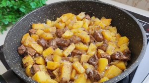 Жаркое из картофеля с печенью на сковороде🥘