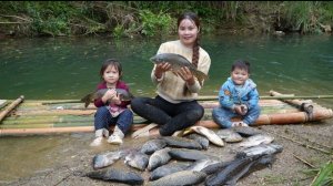 Ловлю гигантскую речную рыбу на дождевых червей для продажи. Готовим с моим маленьким сыном. Дуонг