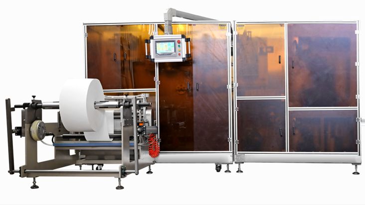 Автоматическая линия прессованных полотенец в индивидуальном flow-pack-пакете.