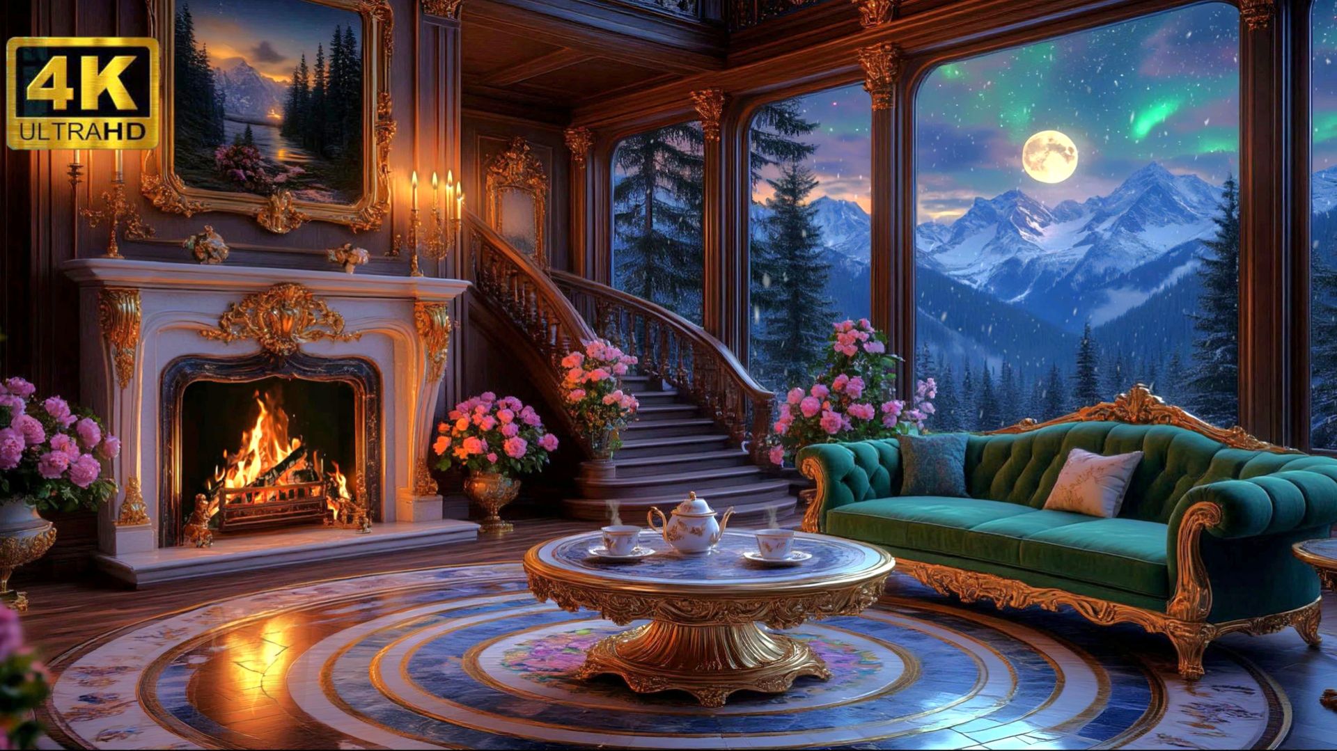 Камин в элитных апартаментах. Камин 4K‑видео с реалистичными звуками огня смотреть онлайн