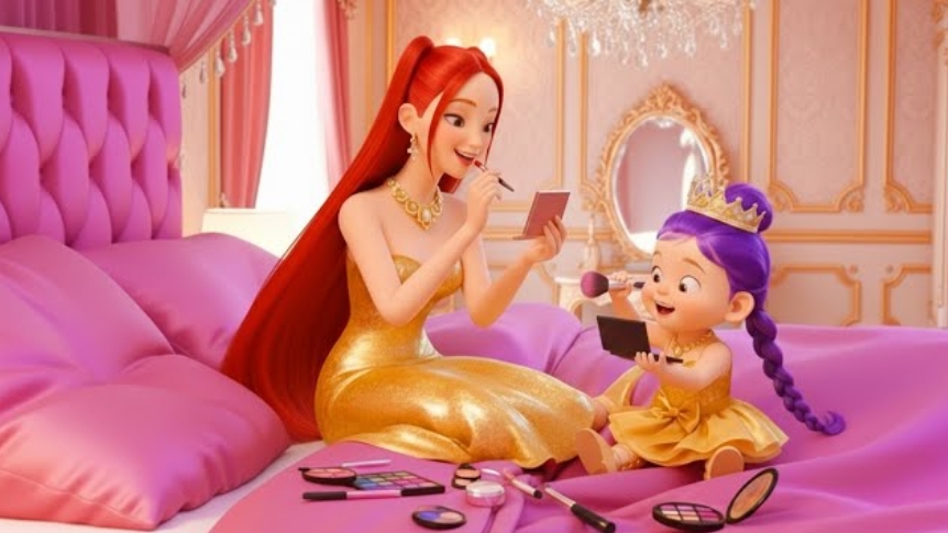 Малышка Руми учиться макияжу у мамы. смотреть онлайн