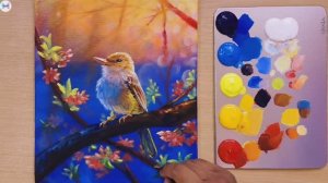 № 13 - птичка на цветущей ветке в лучах солнца