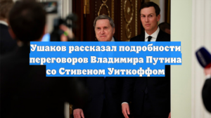 Ушаков рассказал подробности переговоров Владимира Путина со Стивеном Уиткоффом