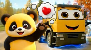 Медвежонок Аксель и машинки - Лесовоз и поезд