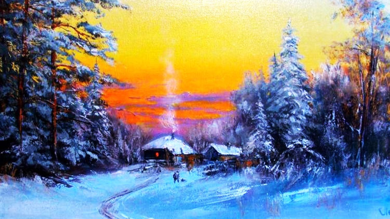 Зимние пейзажи художника Александра Леднёва смотреть онлайн