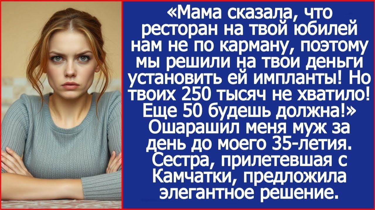 Мама сказала, что ресторан на твой юбилей - дорого, поэтому на твои деньги мы поставили ей импланты! смотреть онлайн