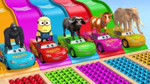 Long Slide Game With Cow Elephant Gorilla Hippopotamus Tiger - 3d Animal Game - Funny 3d Animals-15