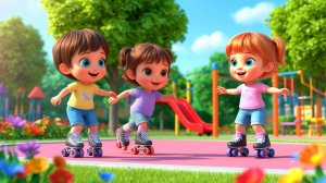 Детский мультик  роликовые коньки, веселая песенка для маышей.